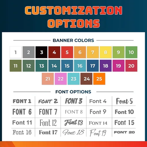 Vista 6 de Pancartas y letreros personalizados para interiores y exteriores con cualquier imagen, logotipo y texto, pancarta de vinilo – 20 fuentes y 25