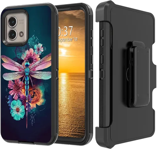 Vista 10 de Funda para Moto G Stylus 5G 2023 con funda de clip para cinturón y soporte, resistente de doble capa, resistente a prueba de golpes, para Motorola