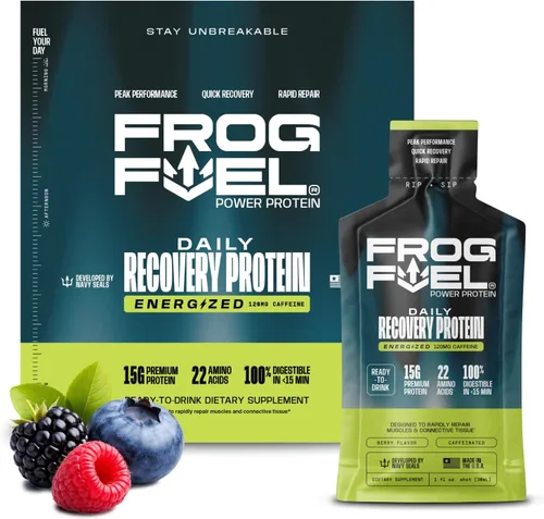 Vista 9 de Frog Fuel Power Regular Protein Shot, 15g de proteína de colágeno nano-hidrolizado alimentado con pasto, después del entrenamiento, sin gluten, sin