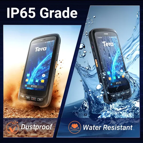 Vista 3 de Tera Android 11 escáner de código de barras PDA: con agarre de pistola de cuna de carga 8000mAh batería extra grande computadora móvil portátil 5.2