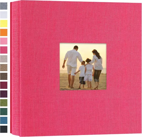Vista 53 de potricher - Álbum de fotos pequeño para 100 fotos de 4 x 6 pulgadas, con portada de lino con foto, familiar, para bodas, aniversarios, bebés o Beige