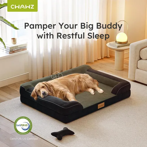 Vista 5 de CWAWZ Cama ortopédica para perros extra grandes, cama ortopédica para perros con espuma viscoelástica de gel refrescante, cama impermeable