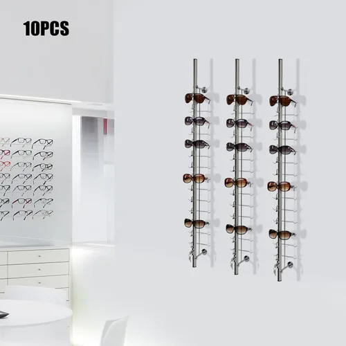 Vista 6 de 10 soportes de exhibición de lentes de sol de aluminio con cerradura para lentes de sol y gafas, organizador de almacenamiento (12 marcos)