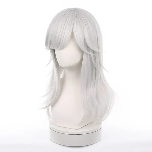 Vista 2 de Pelucas largas blancas para cosplay con explosión, peluca de fiesta de disfraces de Halloween para hombres