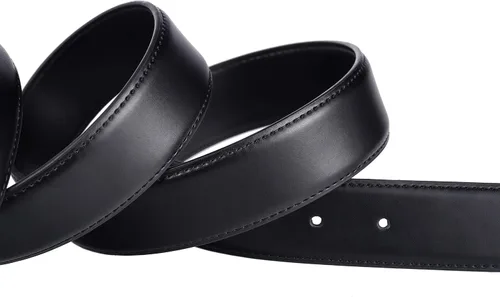 Vista 4 de Weifert - Cinturón de cuero para hombre, para usar con pantalones vaqueros, color negro