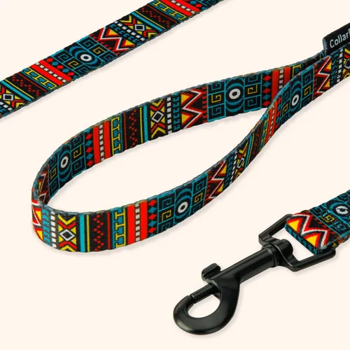 Vista 6 de CollarDirect Correa para perro duradera para mascotas, para caminar, entrenar y correr para pequeña, mediana y grande (patrón étnico, verde, L)