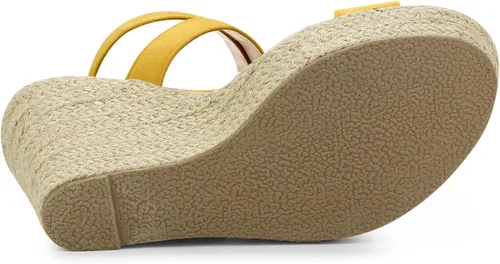 Vista 5 de Allegra K Sandalias de tacón con cuña cruzada para mujer