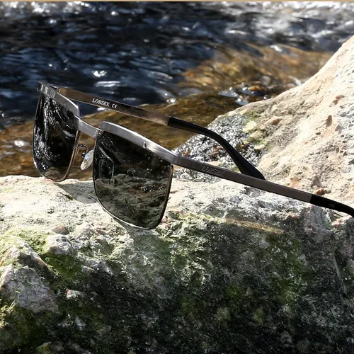 Vista 6 de LORSEX Metal Mens Sunglasses UV400 Protection Driving Fishing Golf Retro Sunglasses for Men