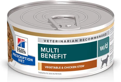 Vista 14 de Hill's Prescription Diet w/d Alimento húmedo para perros digestivo/peso/glucosa/manejo urinario, pollo, latas de 13 onzas, paquete de 12