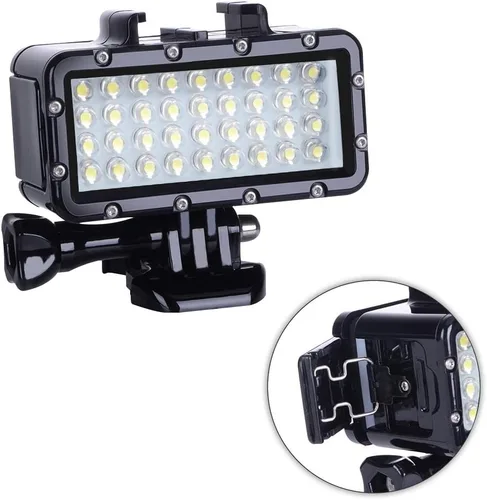 Vista 5 de Suptig Luz de buceo de alta potencia regulable impermeable LED luz de video de llenado luz nocturna subacuática luz impermeable 147 pies para Gopro