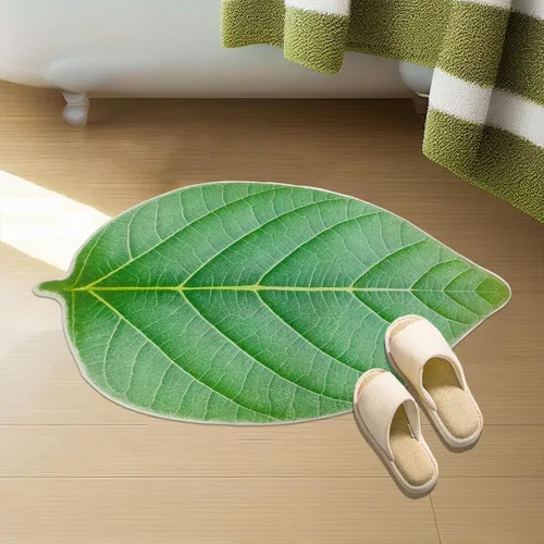 Vista 2 de Alfombra de baño verde bonita alfombra de baño antideslizante para baño, alfombra de baño esponjosa para plantas, alfombra verde menta moderna
