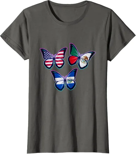 Vista 9 de Multiculti Heritage. Camiseta El Salvador México y Estados Unidos