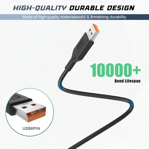 Vista 4 de Fancy Buying Cable USB de 65 W, 40 W, 6 pines (no punta cuadrada, no USB tipo C) Adaptador de cargador para Lenovo Yoga 3 Pro-1370 Yoga 3-1170 Yoga