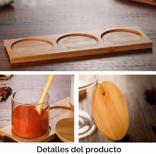 Vista 6 de FANTESTICRYAN Juego de 3 recipientes elegantes y simples para condimentos, caja de recipiente de vidrio decorativo para almacenar condimentos