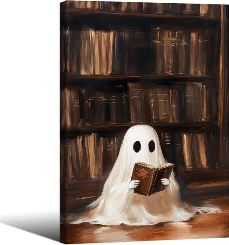 Vista 49 de Lienzo enmarcado negro para pared, póster de Halloween Dark Academia, pintura de gato negro, fantasma en la bañera, imágenes góticas de terror