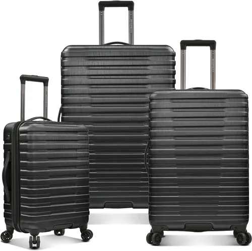 Vista 18 de U.S. Traveler Boren - Maleta de viaje extensible rígida con 8 ruedas giratorias, color negro, juego de 2 piezas
