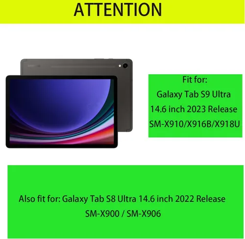 Vista 2 de Funda para Samsung Galaxy Tab S9 Ultra/S8 Ultra, resistente, resistente, grado militar, a prueba de golpes, con rotación de 360°, función atril