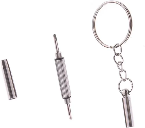 Vista 3 de Pokinge 5 unids 3 en 1 mini destornillador de reparación llavero destornillador de metal mano herramienta kit para gafas de sol teléfonos móviles