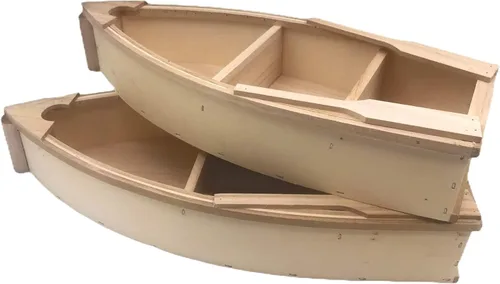 Vista 5 de Barco de madera sin terminar, paquete de 2 – Canoa pintable para bricolaje