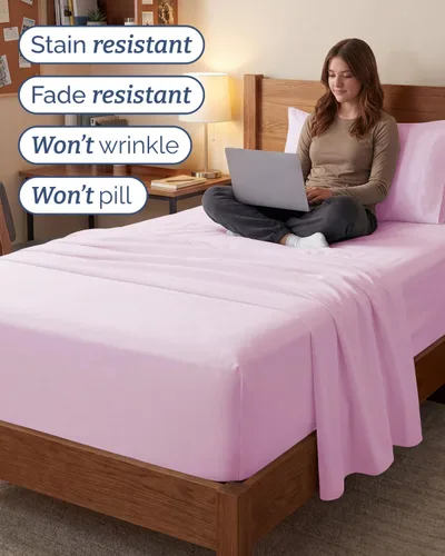 Vista 643 de Extra Deep Twin XL Sheet Set - 3 Piece College Dorm Room - White 01-Blanco