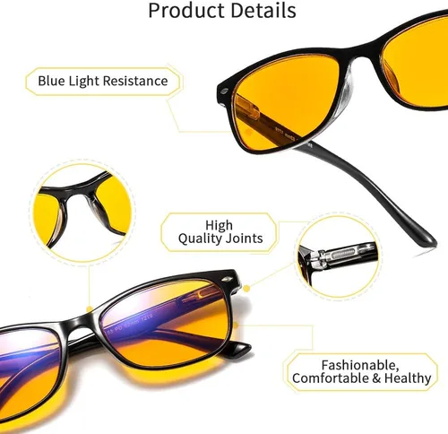 Vista 3 de 95% Blue Light Blocking Reading Glasses, Deep Orange Yellow Lens Computer Readers for Men Women with Spring Hinge