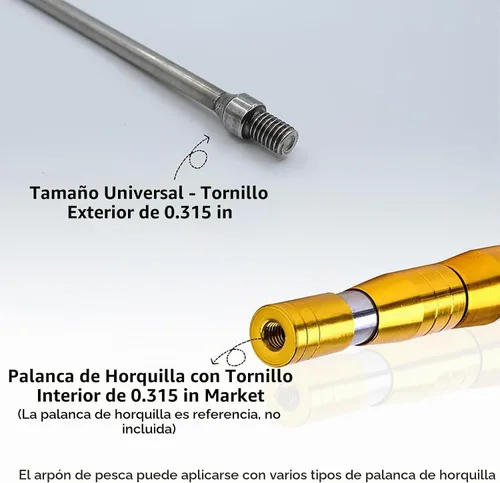 Vista 5 de Brazo de pesca telescópico de 6.2 pies con 3 dientes, gancho de pesca telescópico de acero inoxidable con tornillo de 8 mm, arpones barbados