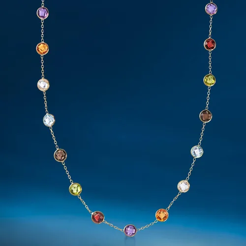 Vista 4 de Ross-Simons 1380 ct tw Bezel-Set Multi-Gemstone Station Necklace in 14kt Yellow Gold