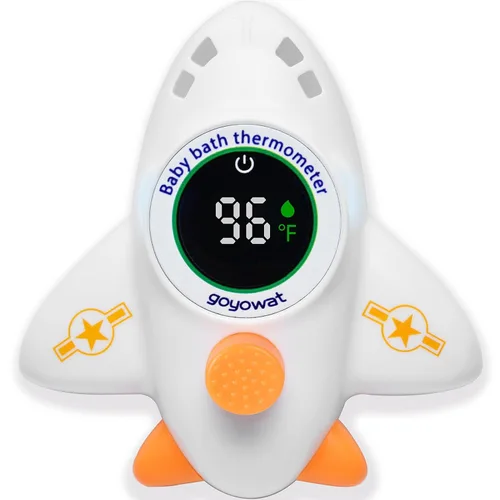 Vista 10 de Termómetro de bañera para bebé, juguete azul de avión, monitor digital flotante de temperatura del agua con pantalla LED y alarma de color, adecuado