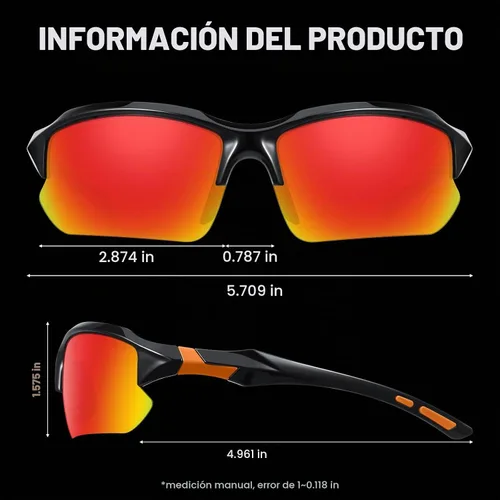 Vista 6 de Sports Polarized Sunglasses for Men Cycling Running Fishing UV Protection Sun Glasses Lightweight Half Frame Goggles