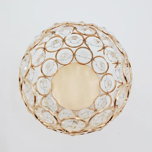 Vista 3 de Crystal Beads Makeup Brush Holder, Handcrafted Cosmetics Makeup Brushes Cup Organizer Vanity Decor, Candle Holder Decoration Tray(Gold)