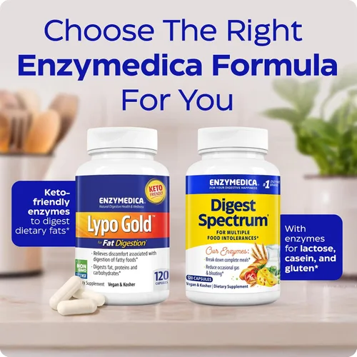 Vista 9 de Enzymedica Lypo Gold - Enzimas digestivas proteasas, amilasa y lipasa para mujeres y hombres, suplemento enzimático para digestión grasa, salud