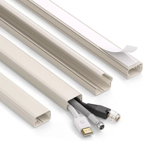 Vista 10 de ZhiYo Ocultador de cable de 85 pulgadas para un cable, cubiertas de cable autoadhesivas para cables en la pared, cubiertas de cable de TV pintables
