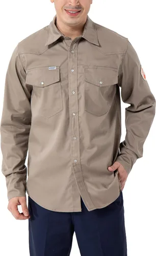 Vista 3 de GUARDEVER NFPA2112 - Camisa ignífuga para hombre, 100 % C, 9.1 onzas, NFPA2112