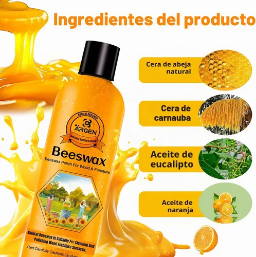 Vista 5 de CARGEN Pulidor de madera para muebles de cera de abejas, condimento de madera, aceite de cera de abejas para madera, pulidor y acondicionador