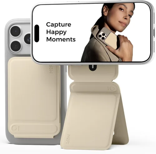 Vista 23 de MOFT Soporte de trípode para teléfono para iPhone, soporte para iPhone multiángulo, soporte para teléfono ligero y portátil, imanes fuertes, cuero