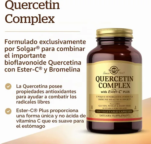 Vista 3 de Solgar – Quercetin Complex con Ester-C Plus Cápsulas Vegetales, E2319, 1, 1