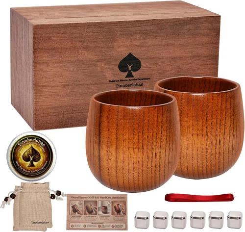 Vista 11 de Juego de 2 vasos de whisky de madera carbonizada – Vaso de bourbon duradero para hombres, vaso de estilo antiguo aislado – Regalos de whisky