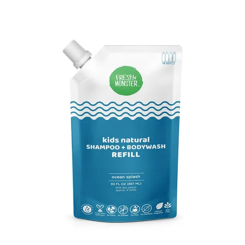 Vista 9 de Fresh Monster Kids Champú y Lavado de Cuerpo, Ocean Splash (múltiples tamaños), Paquete de 1