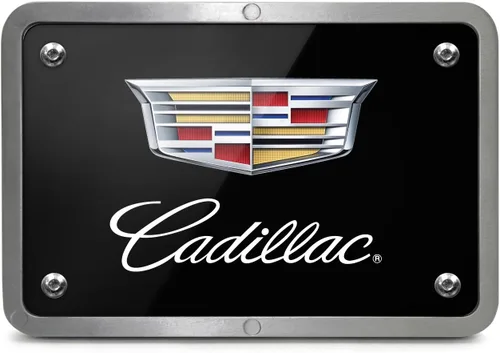 Vista 2 de iPick Image Hecho para Cadillac Crest Logo UV Graphic Negro Billet Aluminio 2 pulgadas remolque enganche cubierta