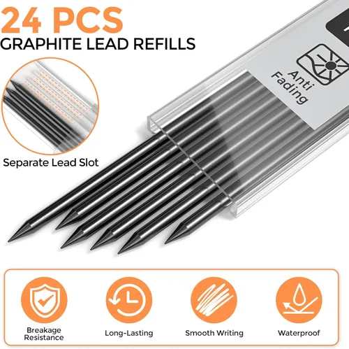 Vista 3 de Nicpro 24 Piezas de Recarga de Plomo para Lápices de Carpintero 2.8mm, Plomo Resistente a las Roturas para Lápices de Construcción y Carpintería
