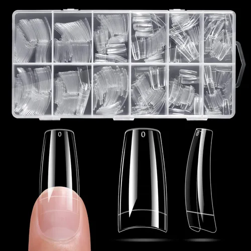 Vista 11 de krofaue Duck Nail Tips - Clear Flexible Gel Curved Nail Tips Media cubierta de pato transparente