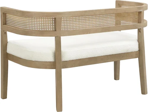 Vista 8 de Christopher Knight Home Xiza Modern Boucle - Sofá biplaza tapizado con marco de madera de caucho, cómodo sofá de 2 plazas y respaldo de ratán, sofás