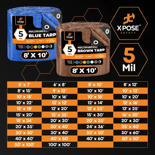 Vista 8 de Xpose Safety - Lona de polietileno ligera azul – Funda protectora multiusos, paño de goteo – duradero, impermeable, resistente a la intemperie
