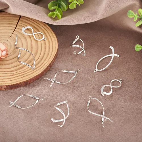 Vista 6 de Mega Pet 24 pinzas de latón para picar hielo, 6 estilos chapados en platino, cierres de clip en espiral para hacer collares, pulseras, aretes