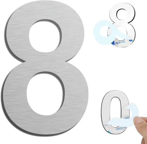 Vista 18 de Números de casa autoadhesivos – Números de puerta de acero inoxidable de 6 pulgadas para exteriores – Número de casa grande y moderno, número