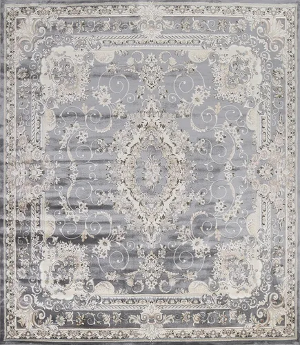 Vista 11 de Alfombra oriental de transición gris de polipropileno, 3 x 8 pulgadas