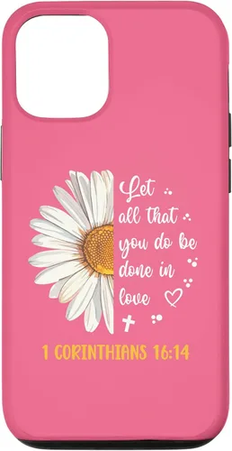 Vista 28 de Linda Daisy 1 Corinthians 16:14 Love Bible Verse for Women Case for iPhone 17