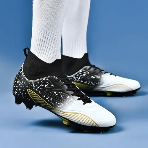 Vista 6 de Zapatos de fútbol de caña alta para hombre, botas de fútbol profesionales, transpirables, cómodas, para interiores y exteriores, para entrenamiento