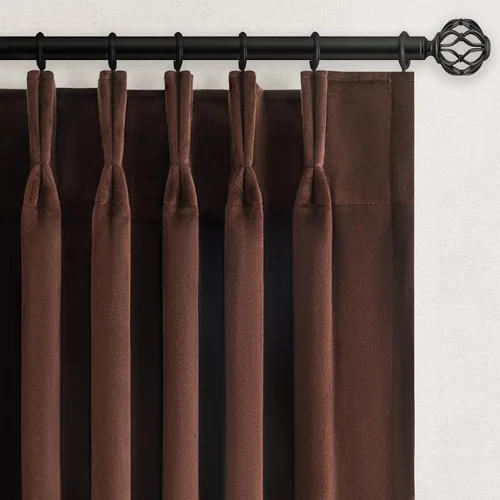 Vista 10 de Cortinas opacas de terciopelo gris pardo de 96 pulgadas de largo, para sala de estar y dormitorio, modernas, elegantes y de lujo, bloqueo de luz