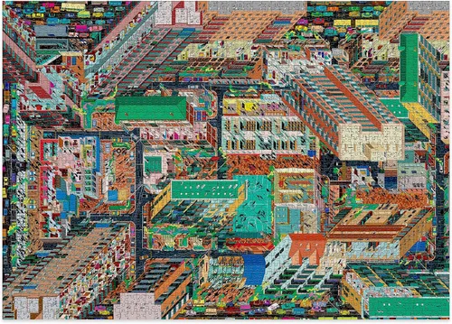 Vista 2 de Cloudberries Metropolis, rompecabezas de 2000 piezas para adultos con mapa de ciudad en 3D y tema de arquitectura